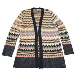 MISSONI metallic gold Chevron‎ print open cardigan  women’s Size 12